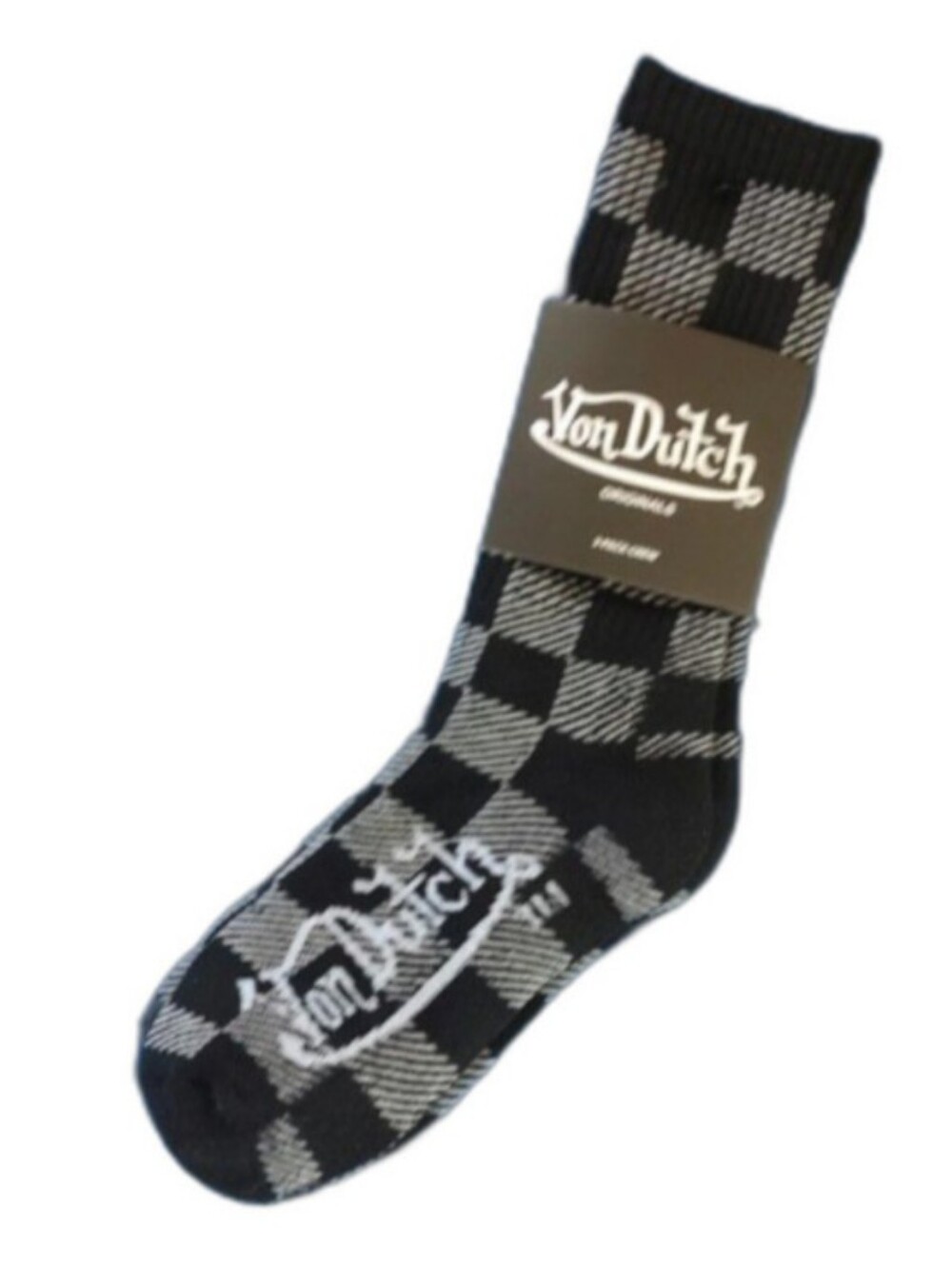 Von Dutch Three Pair Pack of Checkered Pattern Men's Crew Socks NEW!